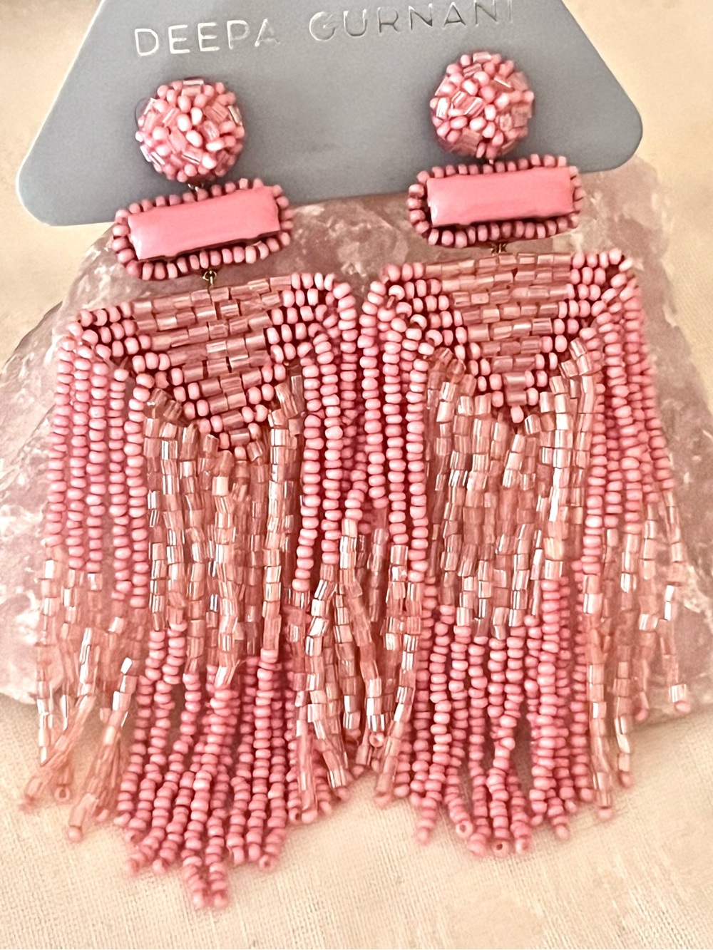 NWT Deepa Gurnani Beaded Fringe Chandeliers - Picture 2 of 16